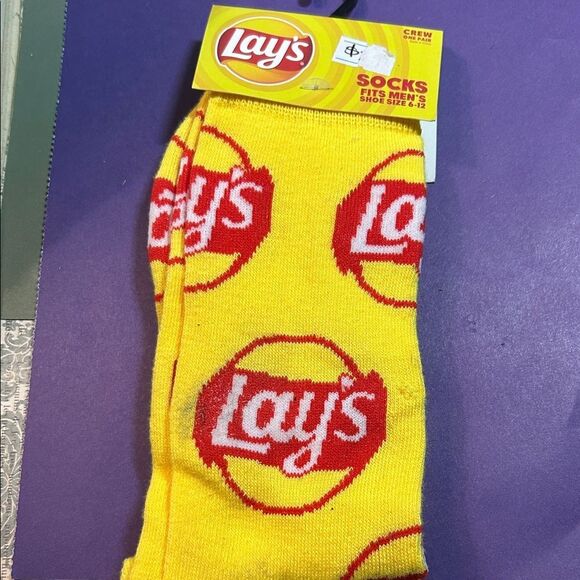Yellow and Red Men's Crew Socks - Picture 1 of 4